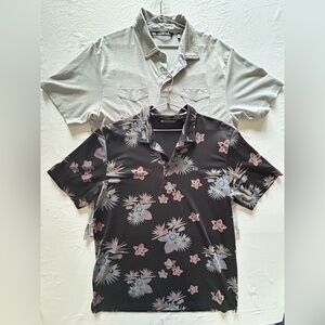 TravisMathew Golf Polo Lot 2 Mens XL Floral Gray Performance Shirts